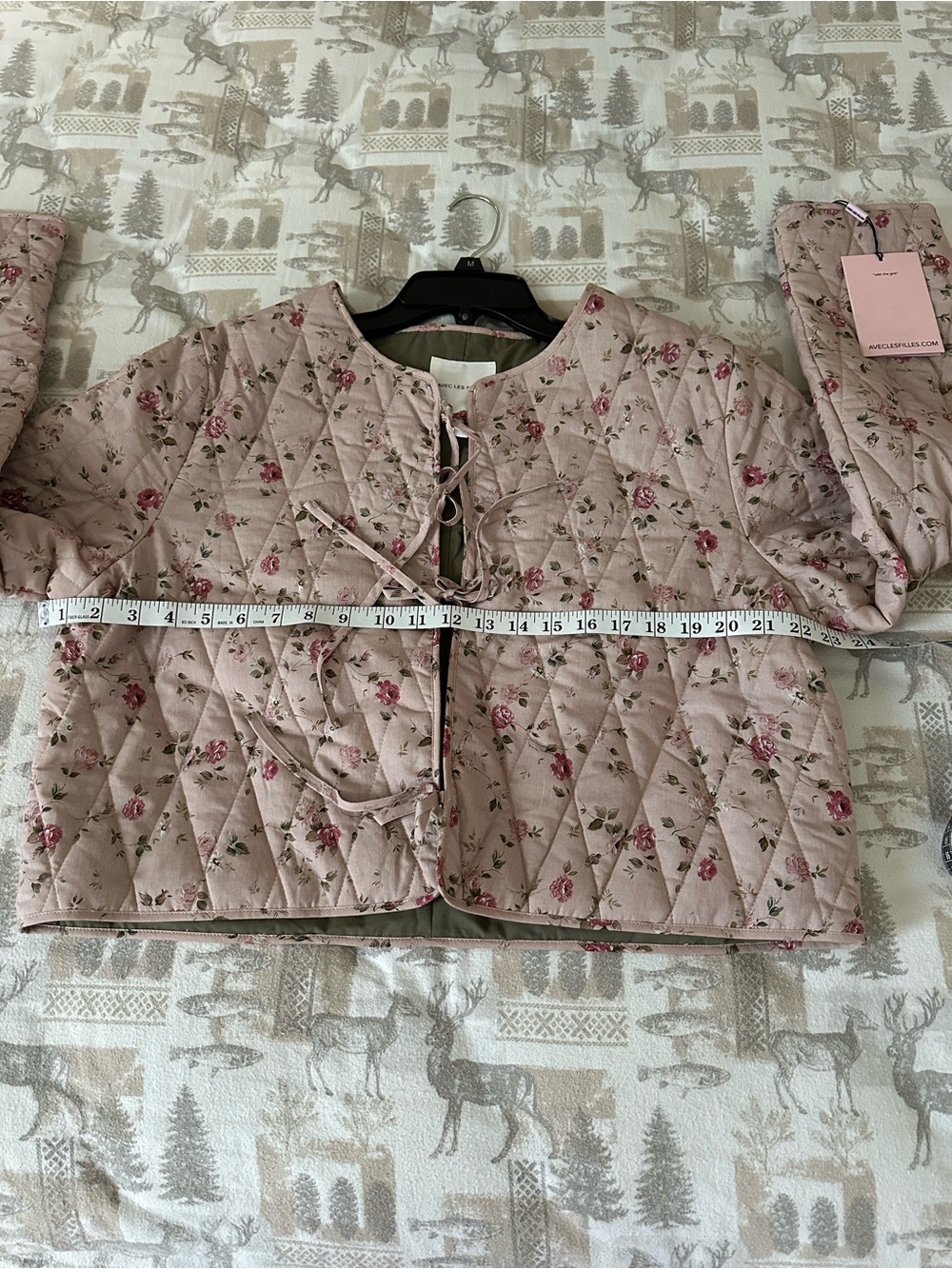 Avec Les Filles Quilted Floral Tie-Front Jacket - Light Pink. Size X-Large. NWT - Picture 10 of 13